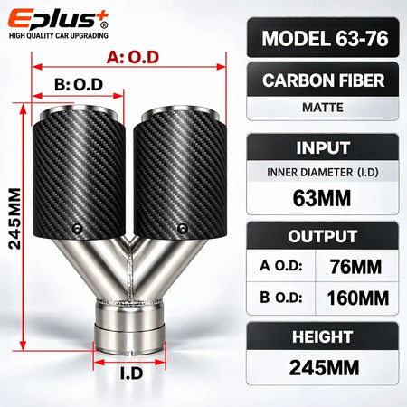 Y Shape Double Exit Carbon Fiber Glossy&Matte Universal Car Exhaust Muffler Tip Mufflers Nozzle Decoration Stainless Silver by InterCyprus Trading Ltd
