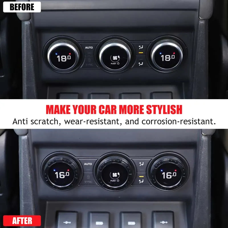 Cubierta de perilla de aire acondicionado negra Land Rover Defender 3 piezas de aluminio