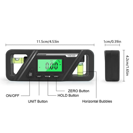 HW300 Inclinometer &ndash; LCD Display Protractor Level Meter