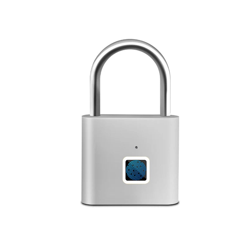 Keyless Smart Fingerprint Padlock - 0.2s Quick Unlock Silver