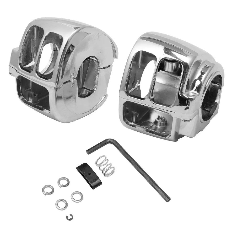 Motorcycle Chrome Aluminum Handlebar Switch Housing Cover &ndash; Durable Protection for Harley Models Default Title