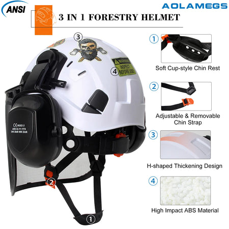 Forestry Safety Helmet SF06 &ndash; Mesh Earmuffs And Stickers
