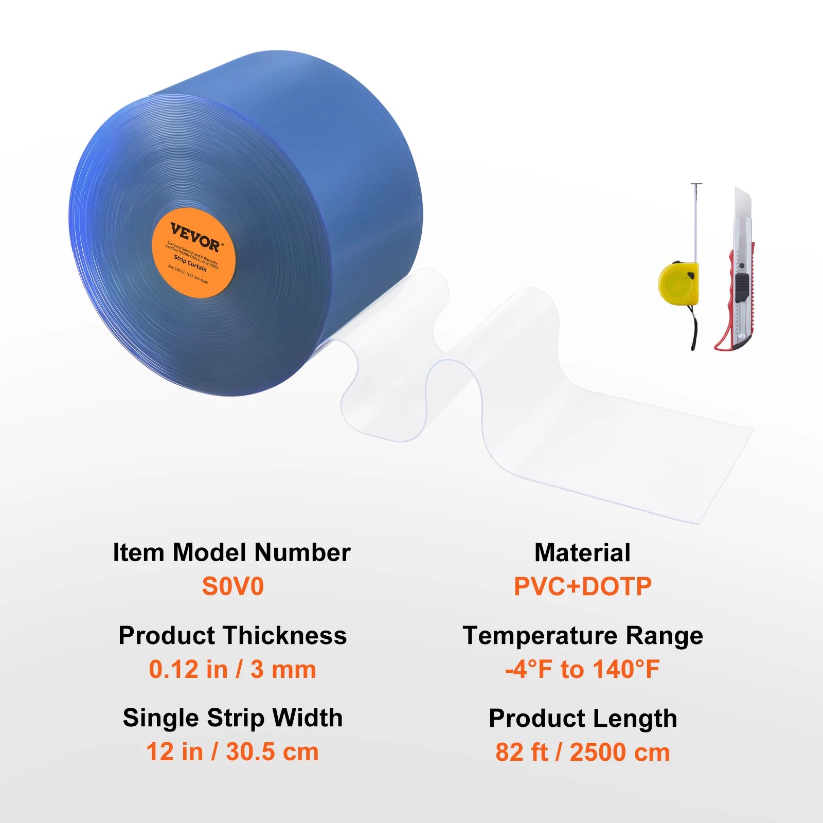 SucceBuy PVC Strip Curtain 50/100/150ft 8x12 &ndash; Clear View 164 ft  x 8 in / france