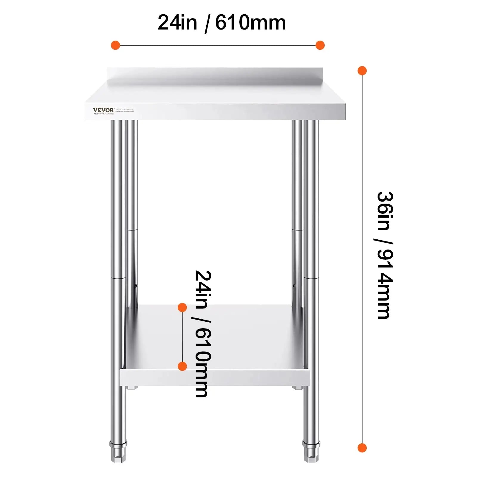 Adjustable Height Stainless Steel Prep Table 24x36 24x24 in / GERMANY