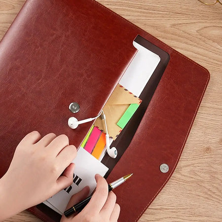 A4 A6 Leather Document Bag - Stylish &amp; Durable Office Briefcase