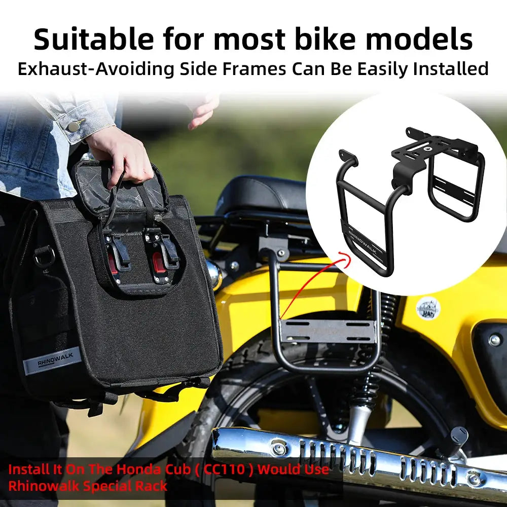 Rhinowalk Motorcycle Side Bag 13L Rainproof Quick Release Motor Saddle Bag With Inner Support Board Tail Rack Storage Luggage by InterCyprus Trading Ltd