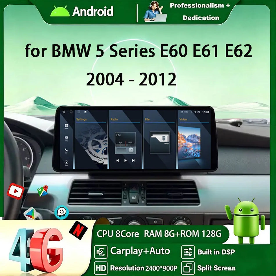 12.3 Inch Android 16 Car Stereo For BMW 5 Series E60 E61 E62 2004-2012