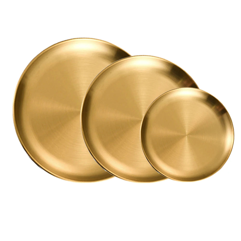 KNGZI Stainless Steel Round Plate &ndash; Durable Shallow Tray for Camping and BBQ