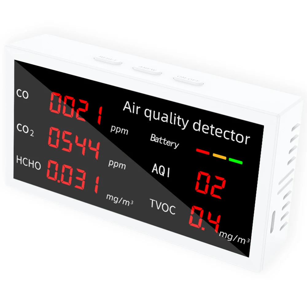 5 In 1 Air Quality Monitor &ndash; Real Time Readings LED Screen WHITE