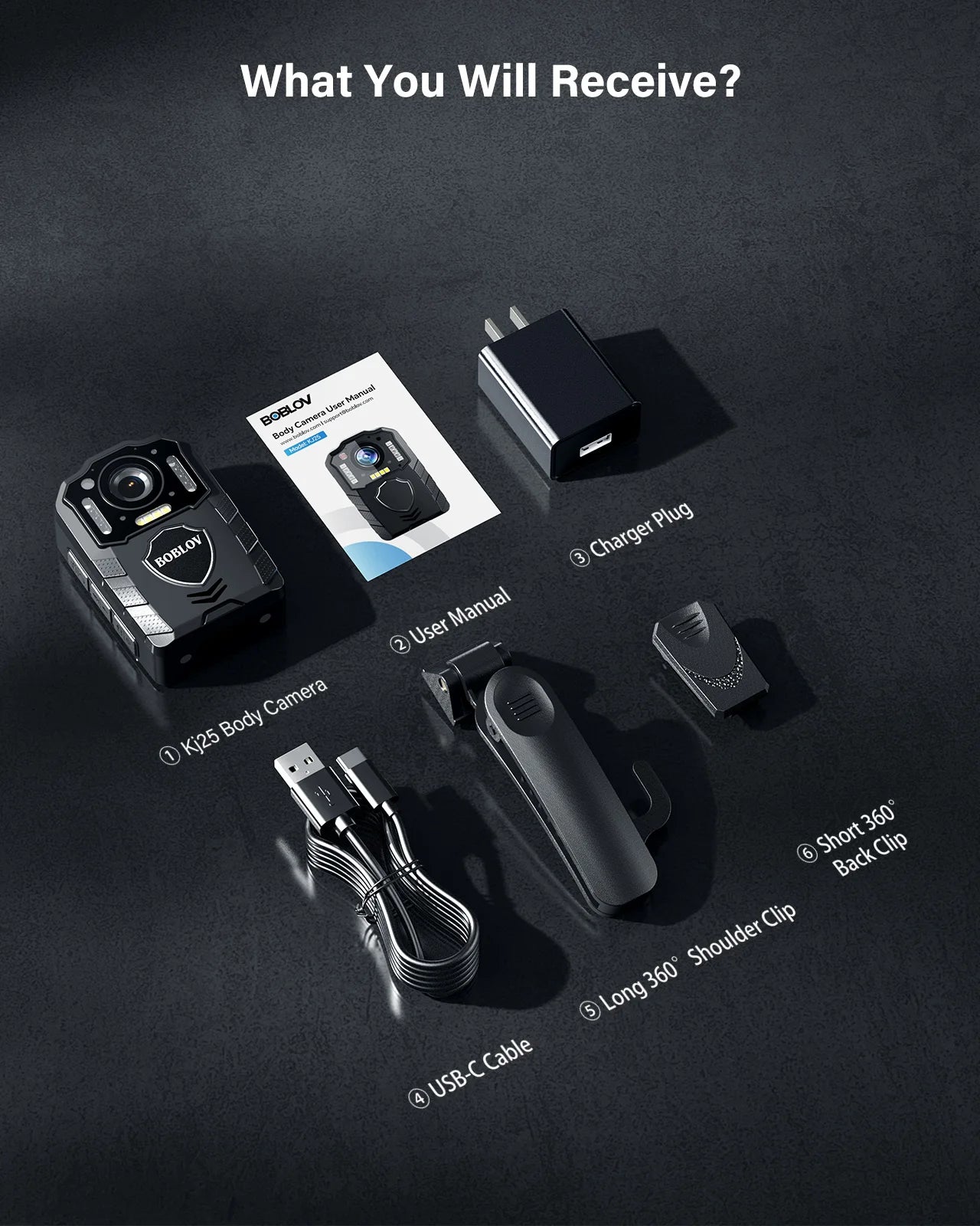 BOBLOV KJ25 1080p Body Cam with Night Vision and 13-Hour Battery