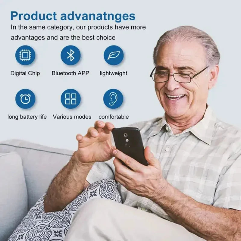 MUOXI Bluetooth Rechargeable Hearing Aids with 30 Channels and Magnetic Charging