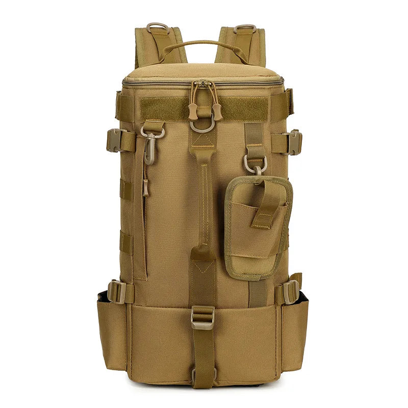 Tactical Fishing Backpack Tackle Bag &ndash; Rod Holder Ready Khaki