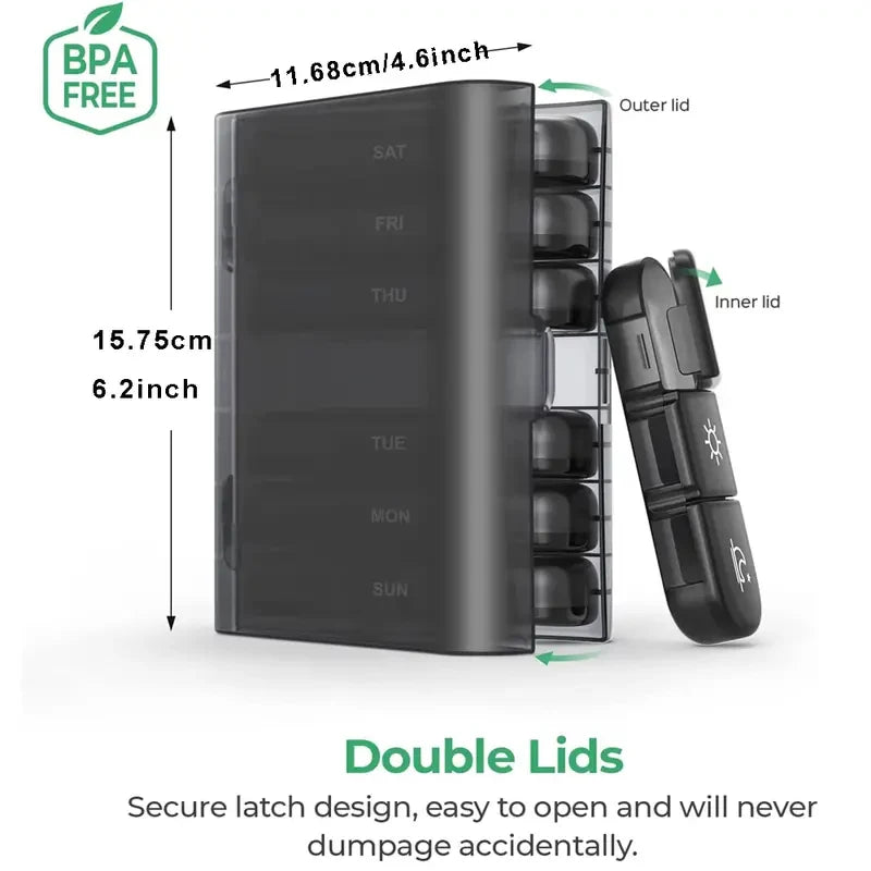 Portable 7 Days 21 Grids Pill Box &ndash; Large Capacity Case