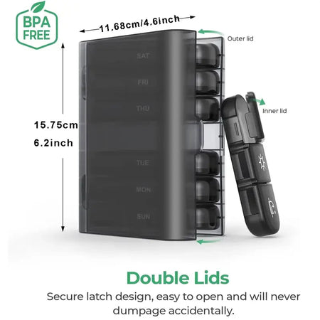 Portable 7 Days 21 Grids Pill Box &ndash; Large Capacity Case