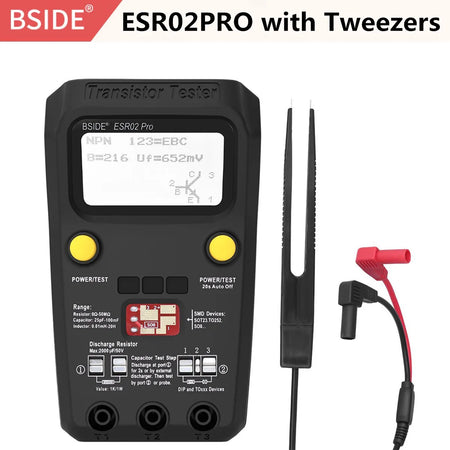 BSIDE ESR02PRO Transistor Tester SMD &ndash; Capacitance Testing ESR02PRO-BLACK-Twz / CHINA