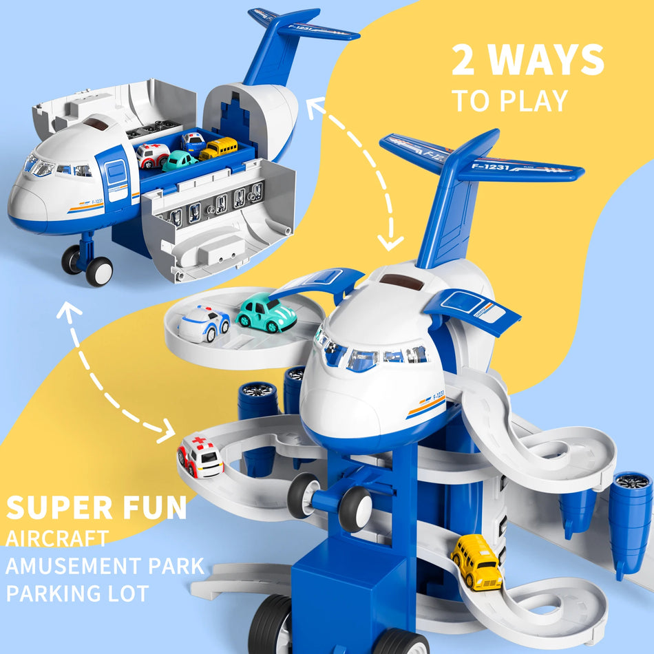 Muovinen lentokonesimulaattori, jossa on inertian, valot