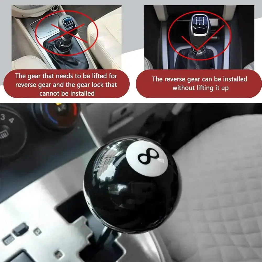 Black 8 Ball Billiard Round Shift Knob, Acrylic Speed Gear Shifter with 3 Adapters Universal Fit for Manual Vehicles by InterCyprus Trading Ltd