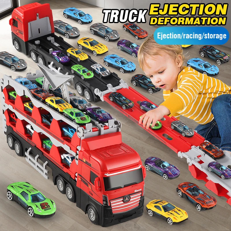 Large Car Transporter Truck Set &ndash; Educational Diecast Sports Cars for Kids