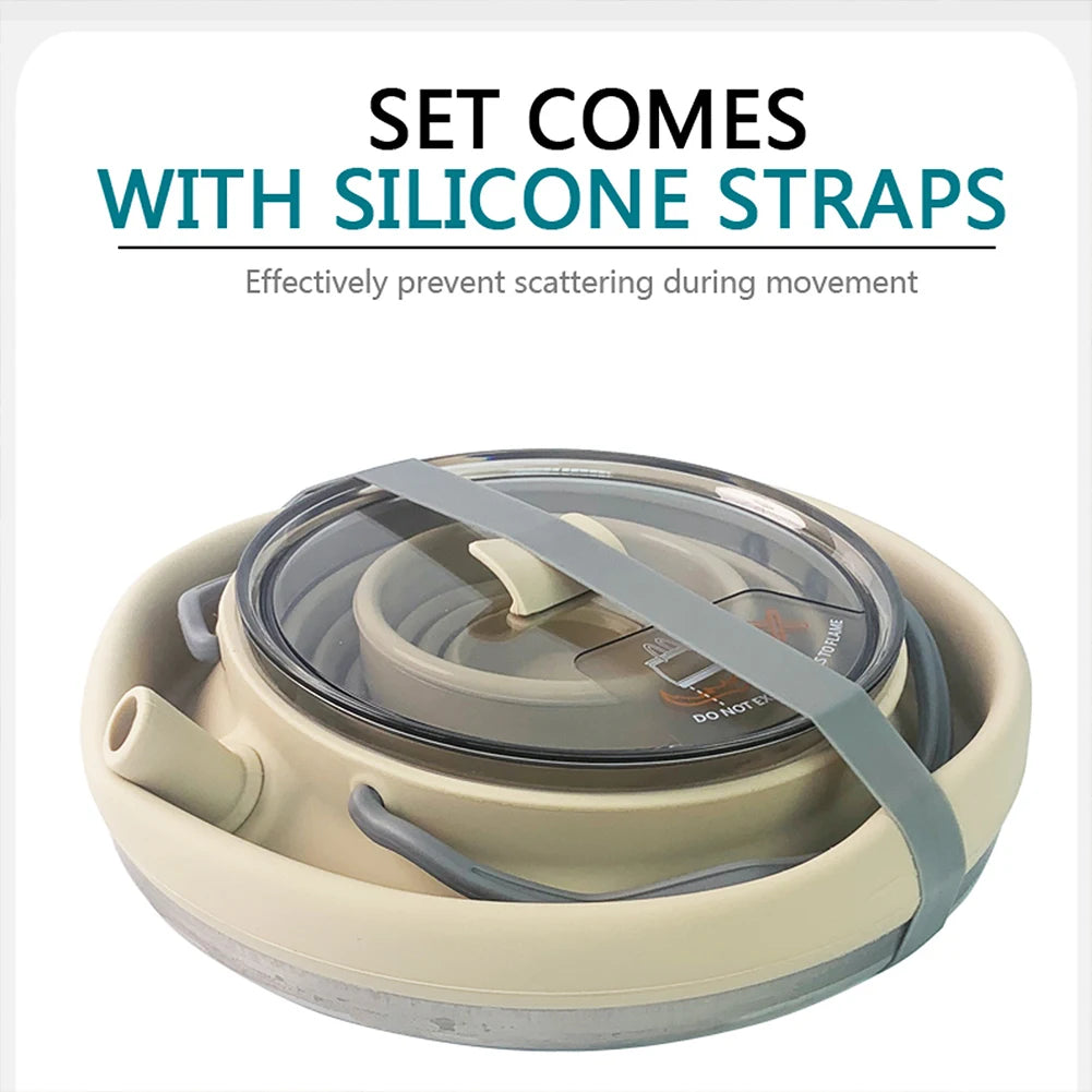 1.5L Outdoor Folding Silicone Kettle - Portable &amp; Collapsible for Travel