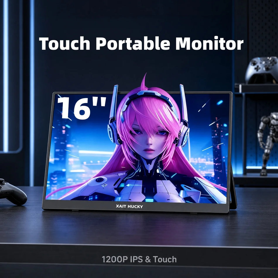Monitor de gaming tactil de 16 inch cu difuzoare pentru PS4 PS5 Xbox laptop
