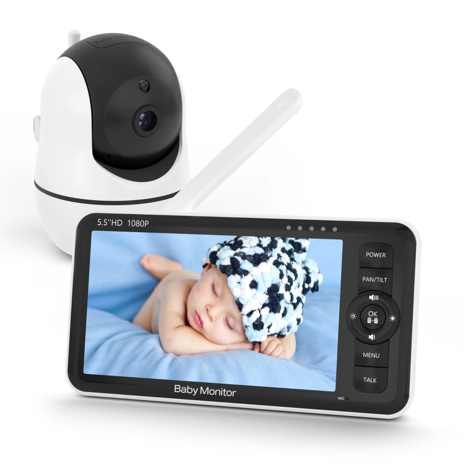 Babystar 5.5&quot; Baby Monitor with Pan-Tilt-Zoom, 1000ft Range, Night Vision &amp; More UK Plug