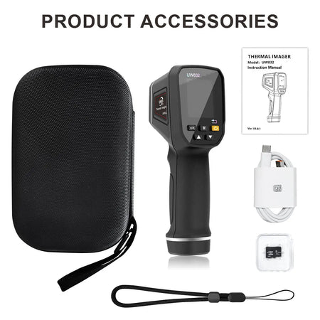 UWEI Infrared Thermal Imager Handheld Thermal Imaging Camera USB Rechargeable 8GB Card Color Display 0.01-1 Emissivity Carry Box black
