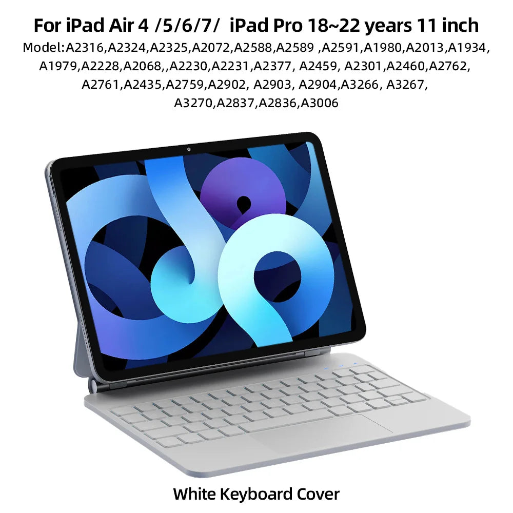 Magic Keyboard Case for iPad 11 Inch &ndash; Premium Leather White / Air 4 5 Air 6 7 11 / English