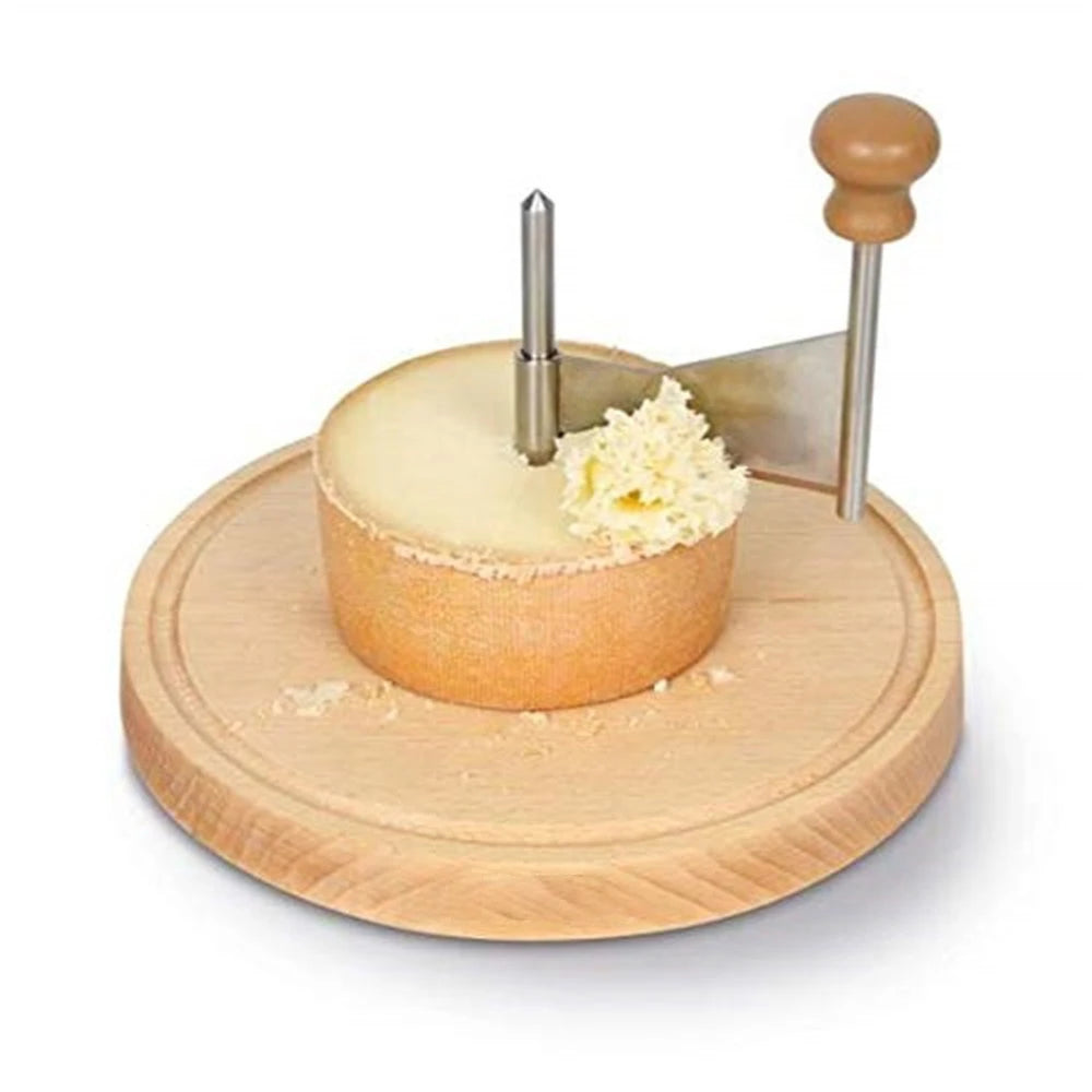 Cheese Slicer Cutter Rotary Wooden Handheld - Ergonomic Grip