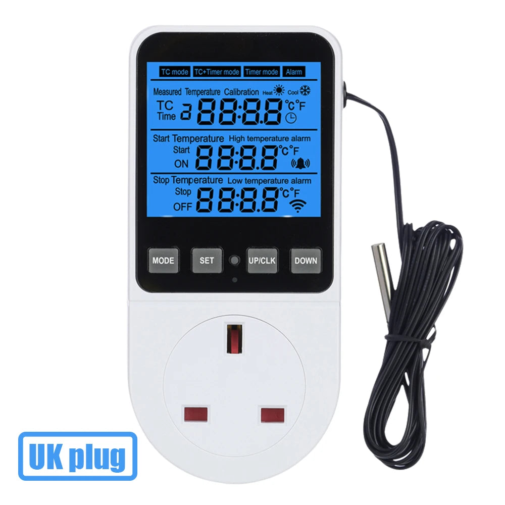 Temperature Controller Socket &ndash; Digital Thermostat Control UK Plug Backlight