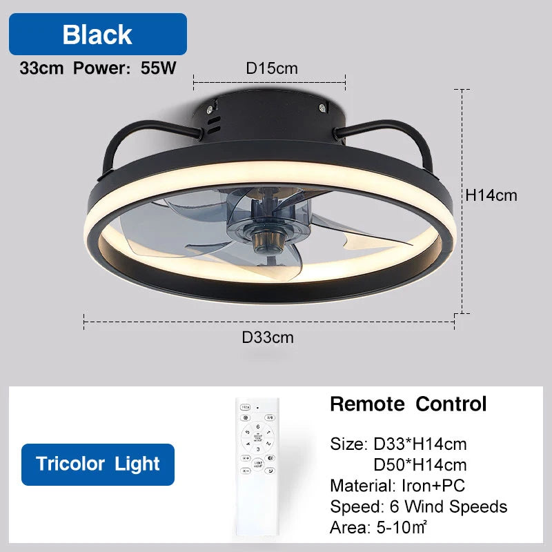 Smart LED Ceiling Fan with Remote Black