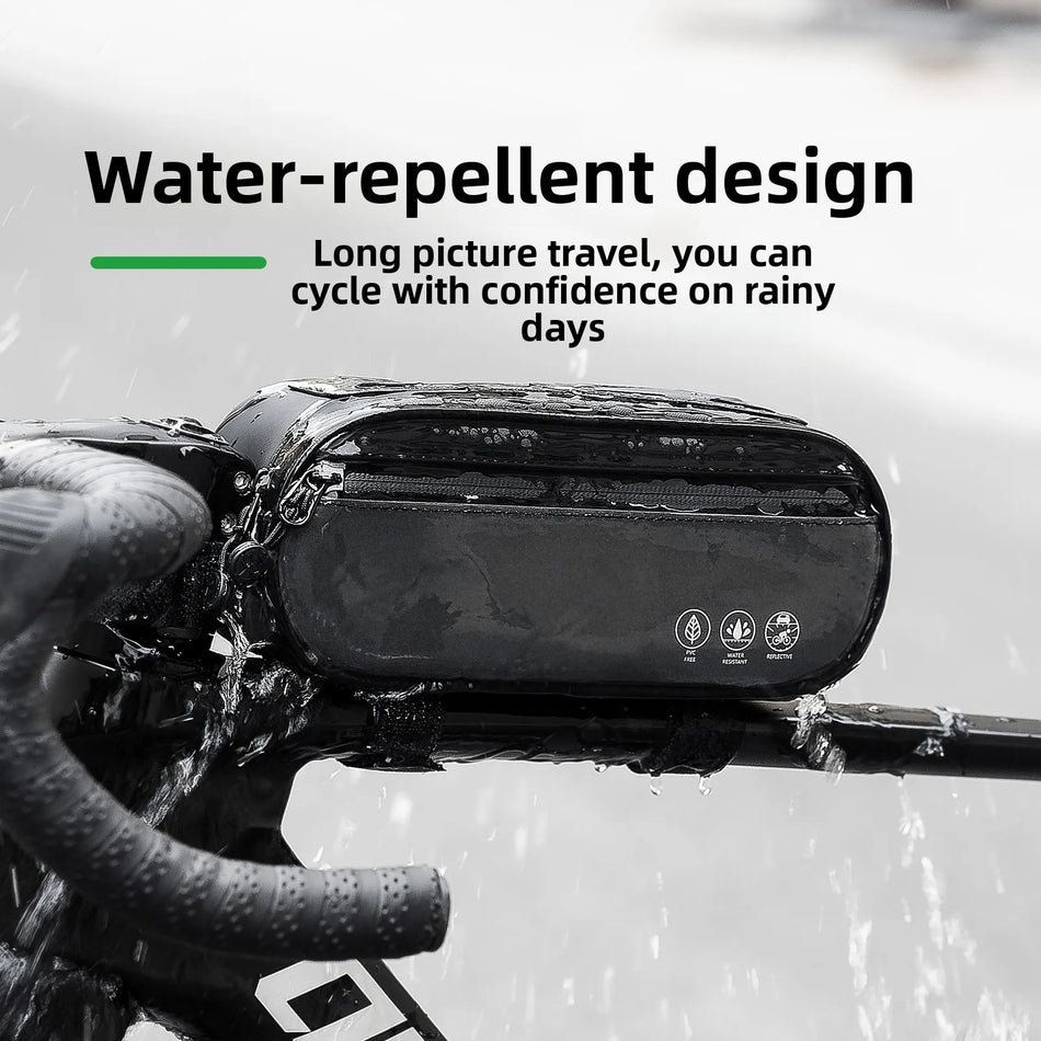 Vesitiivis yläputkibag, heijastava etupannari MTB:lle