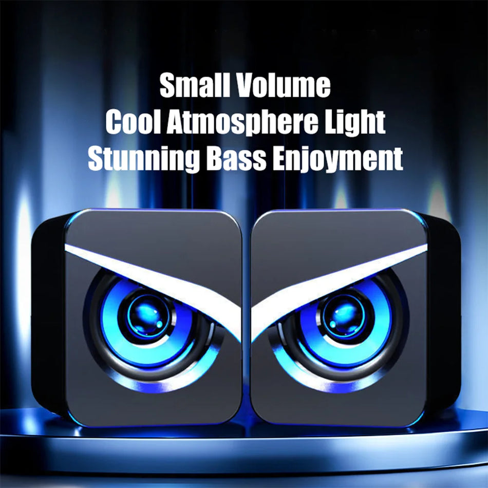 USB Жични Компютърни Колонки 2.1 Канала с LED Светлина, ABS HIFI Десктоп Аудио