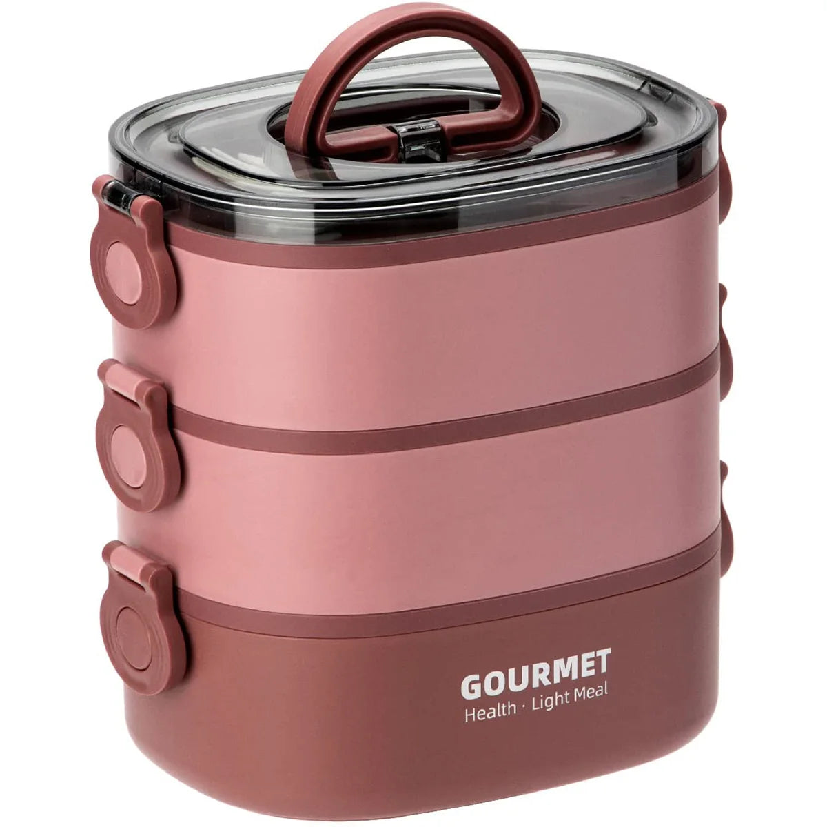2000ML Lunch Box Portable 3 Layer Bento Box &ndash; Leakproof Pink / 3 / 2000ml