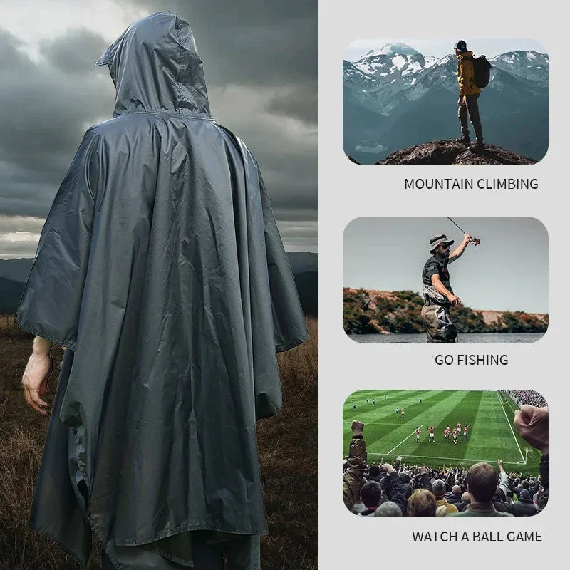 Outdoor 3 In 1 Military Raincoat Hooded Poncho &ndash; Lightweight