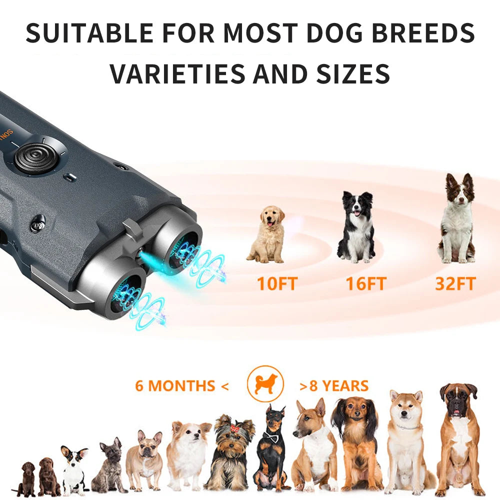Double Flashlights Ultrasonic Dog Repeller &ndash; Bark Deterrent