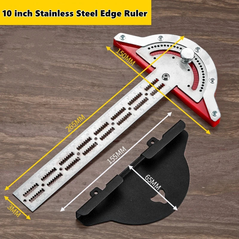0-180 Degree Angle Gauge &ndash; Precision Stainless Steel Carpenter Measuring Tool 10 inch
