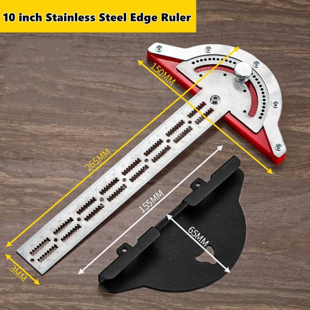 0-180 Degree Angle Gauge &ndash; Precision Stainless Steel Carpenter Measuring Tool 10 inch