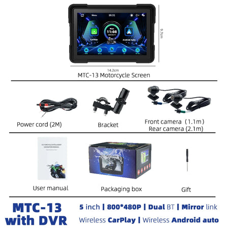 EVKEY 5.0inch Tools Navigation &ndash; Wireless CarPlay and Android Auto Support MTC-13-DVR