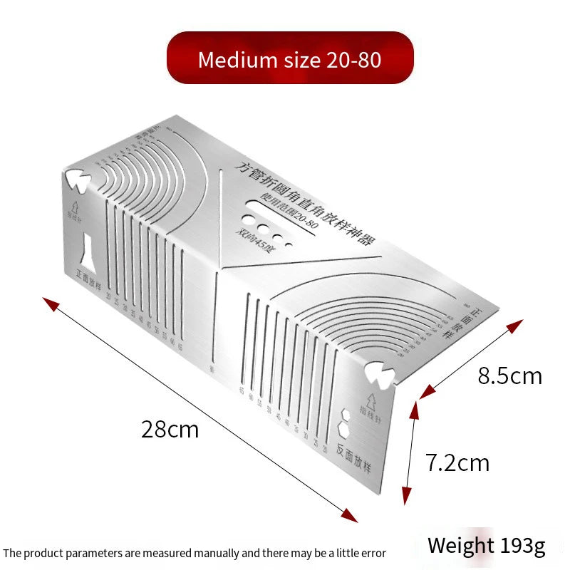 Arc Marking Ruler Right Angle Construction Arc Parallel Drawing Tool 90 Degree Folding Ruler for Metalworking Cutting Guide 20-80