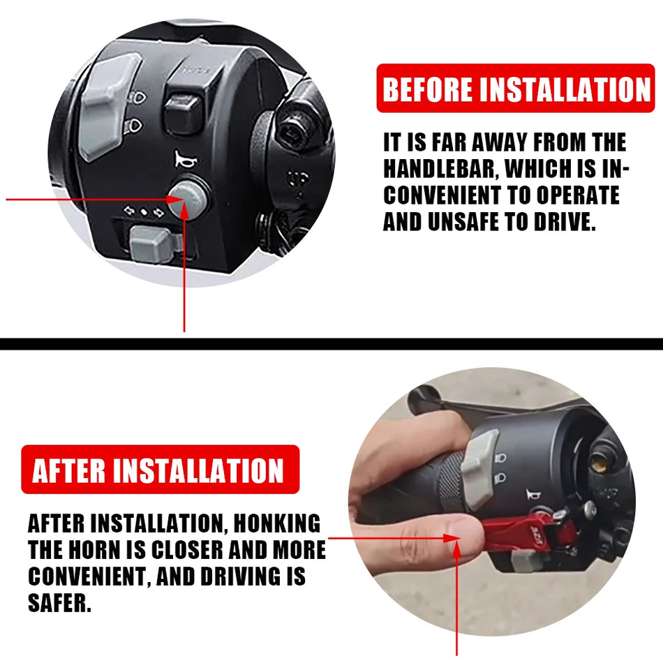 CFMOTO 300SR 300NK Horn Switch Extender Button, Left Side, with Protective Cap Guard and Easy Install
