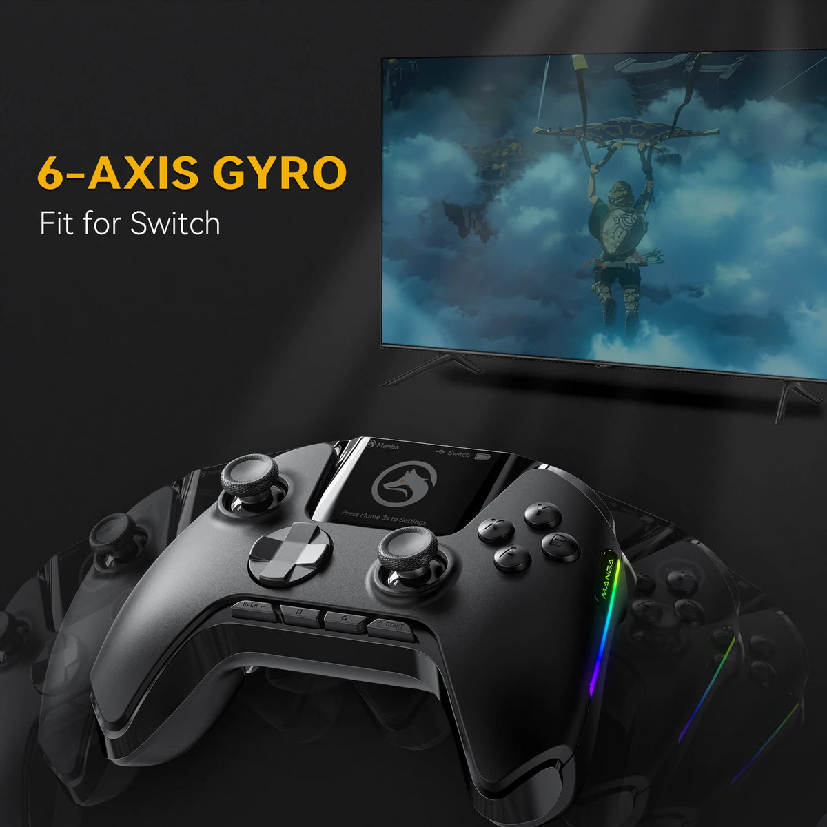 Manbaone 50 V2 Smart Wireless Gamepad &ndash; 2 Inch Screen Bluetooth Controller