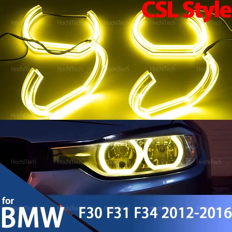 Car Styling CS CSL Style LED Angel Eyes Rings Headlight Lemon Yellow DRL Light for BMW 3 Series F30 F31 F34 2012-2016 by InterCyprus Trading Ltd