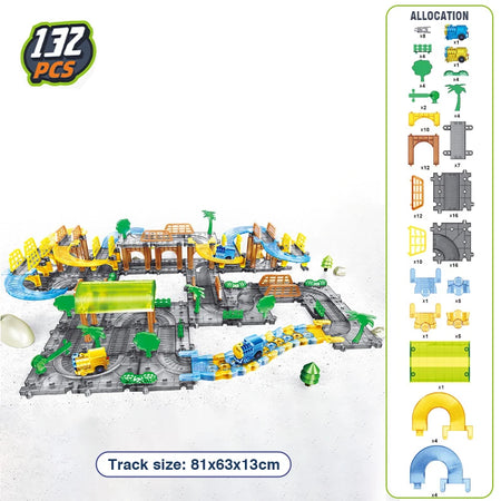 Large Railway Track Play Set &ndash; Educational DIY Assembly 132PCS