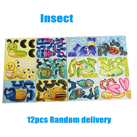 3D Animal Foam Puzzle Educational Toys for Kids - Perfect for Birthday Parties, Classroom Rewards, and Goodie Bags (12-24pcs/Bag) Insects 12pcs