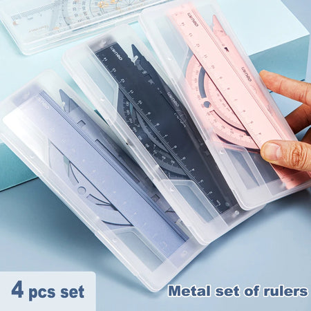 4-in-1 Aluminium Alloy Multifunctional Ruler Set