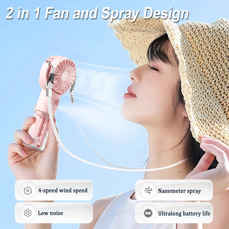 Raugee Portable Water Mist Fan Rechargeable &ndash; Four Speeds