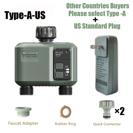 2025 Tuya WiFi RF433 Garden Water Timer HCT-636 - WiFi Ready Type-A-US