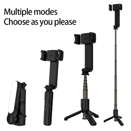CrownQu Handheld Selfie Stick Gimbal &ndash; Adjustable Stabilization with Fill Light black
