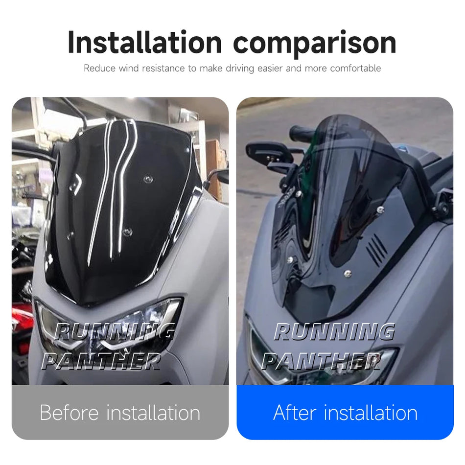 Vējstikla aizsargs Yamaha Nmax 155 Melns, Caurspīdīgs, Pelēks