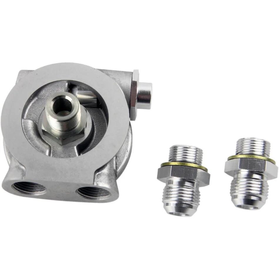 Aluminum Oil Cooler Sandwich Plate with Filter Adapter and Oil Sender Adapter